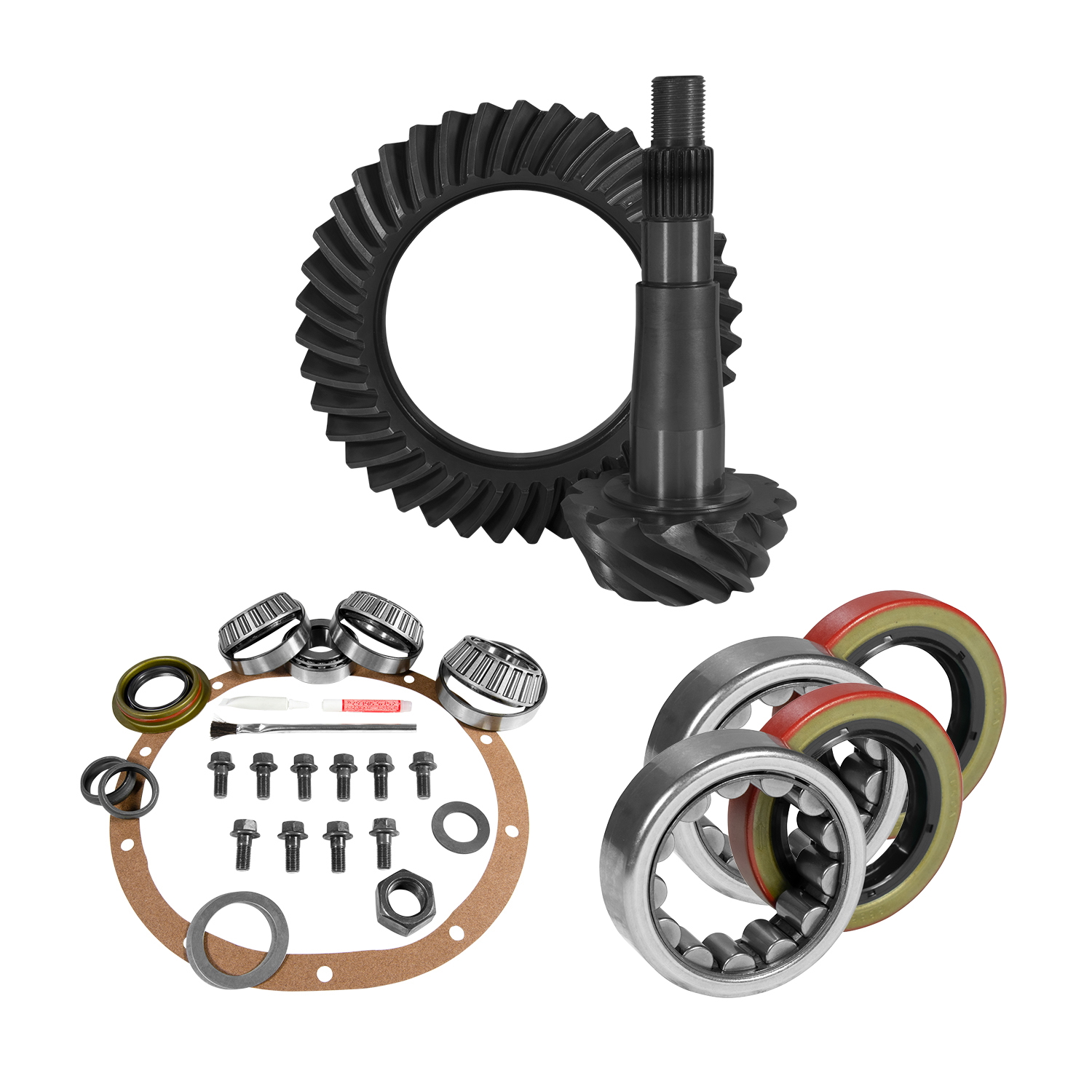 8.25" CHY 4.56 Rear Ring & Pinion, Install Kit, 1.618" ID Axle Bearings & Seals
