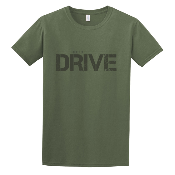 USA Standard Gear Softstyle Tee - Military Green – Free to Drive w/USA Flag, XXXL