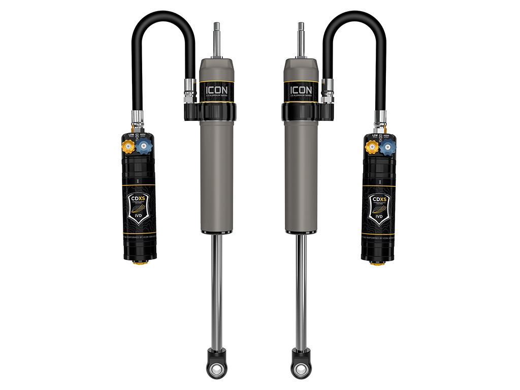 ICON 2024-2025 Toyota Tacoma, 0-1” Lift, Rear, V.S. 2.5 Aluminum Series Shock Absorbers, Remote Reservoir w/ CDXS, Pair