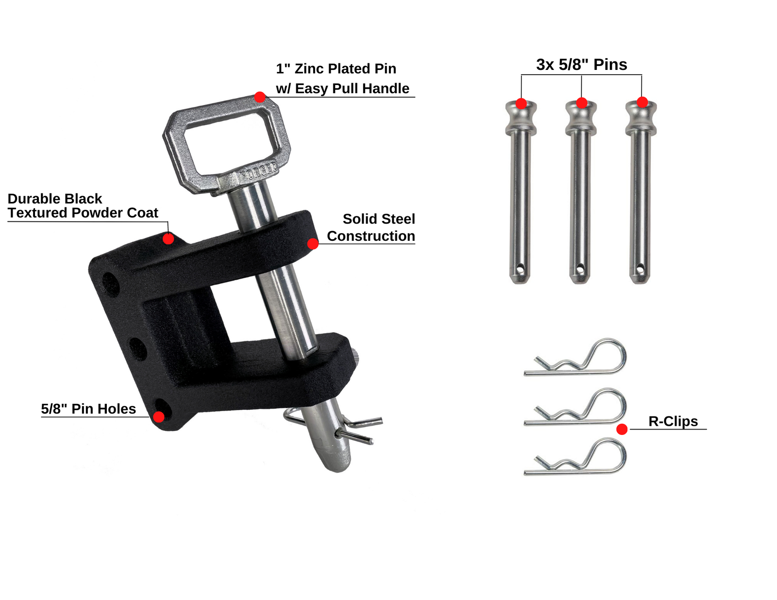 BulletProof Heavy Duty 2-Tang Clevis with 1" Pin