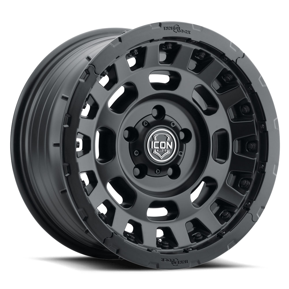 ICON Alloys Hammer Pro, Satin Black, 17 x 8.5 / 6 x 5.5, 25mm Offset, 5.75" BS