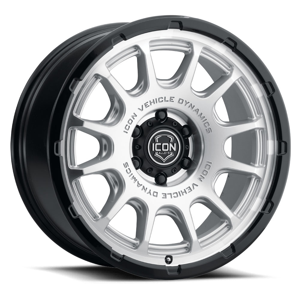 ICON Alloys Rancho, Silver Machined w/ Gloss Black Lip, 20 x 9 / 6 x 5.5, 0mm Offset, 5" BS