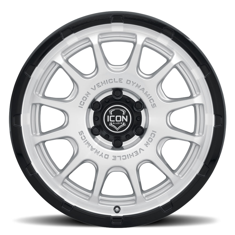 ICON Alloys Rancho, Silver Machined w/ Gloss Black Lip, 20 x 9 / 6 x 5.5, 0mm Offset, 5" BS
