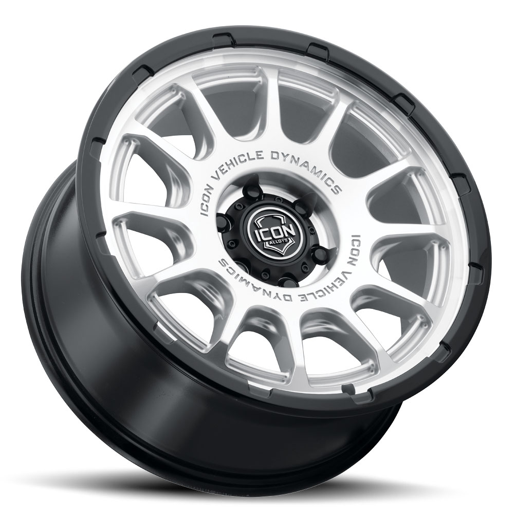 ICON Alloys Rancho, Silver Machined w/ Gloss Black Lip, 20 x 9 / 6 x 5.5, 16mm Offset, 5.625" BS