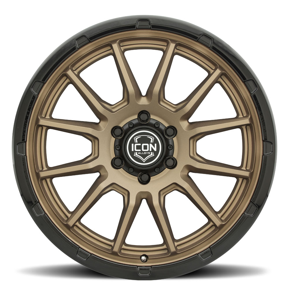 ICON Alloys Cajon, Satin Bronze w/ Gloss Black Lip, 20 x 9 / 5 x 5, -12mm Offset, 4.5" BS