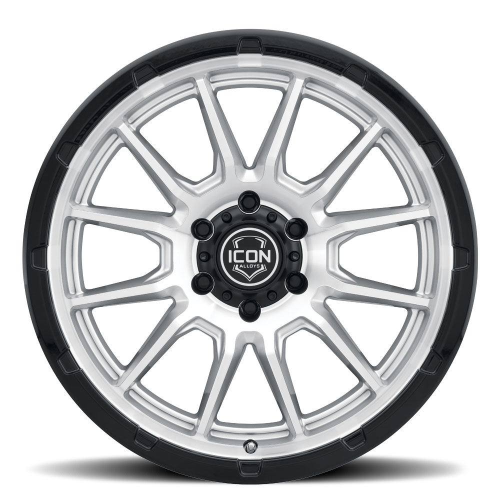 ICON Alloys Cajon, Silver Machined w/ Gloss Black Lip, 20 x 9 / 6 x 5.5, 16mm Offset, 5.625" BS
