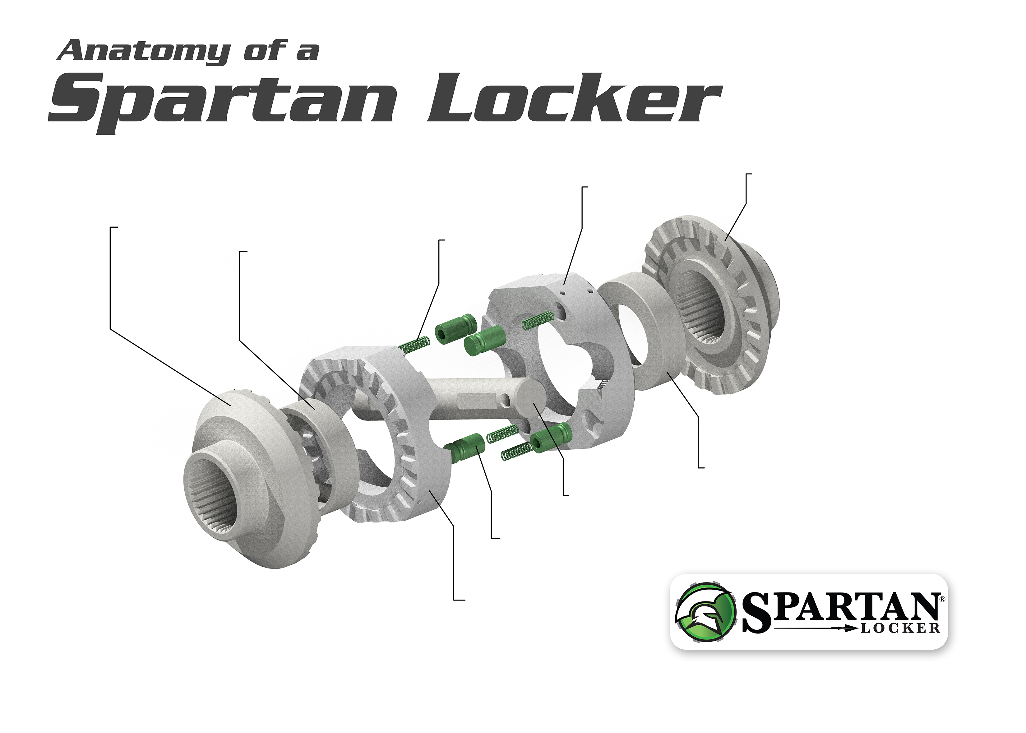 Spartan Locker for GM 12T & 12P, 30 spline, includes heavy-duty cross pin shaft