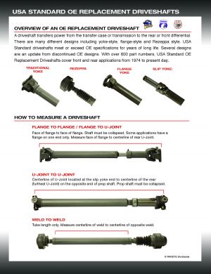 NEW USA Standard Front Driveshaft for Mercedes, 28.125" Flange to Flange